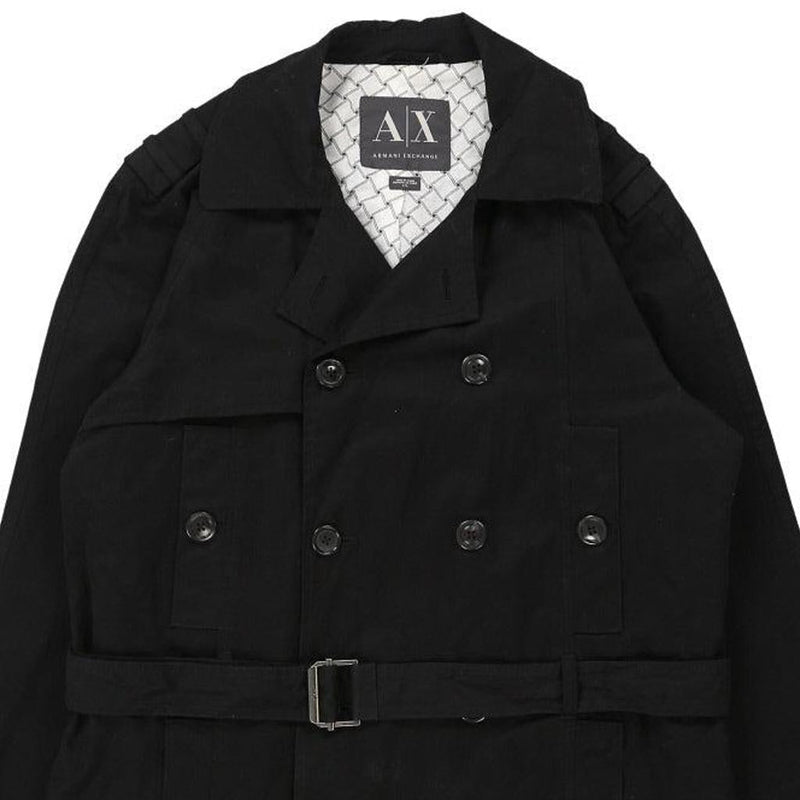 Armani Exchange Trench Coat - Large Black Cotton