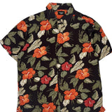 Haggar Floral Hawaiian Shirt - Large Black Cotton