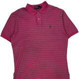 Polo By Ralph Lauren Striped Polo Shirt - Medium Pink Cotton