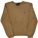 Polo By Ralph Lauren V-Neck Sweater - XL Beige Cotton