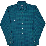Wrangler Checked Shirt - Medium Blue Cotton Blend