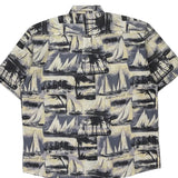 Keeler Bay Graphic Hawaiian Shirt - Large Grey Cotton