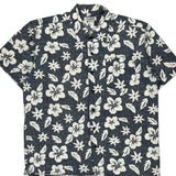 Cherokee Floral Hawaiian Shirt - Large Blue Cotton