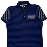 Tommy Hilfiger Striped Polo Shirt - Large Navy Cotton