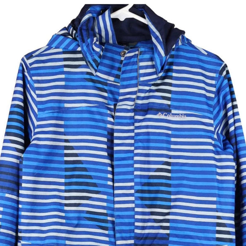 Age 14-16 Columbia Striped Jacket - Large Blue Nylon