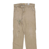 Paint Splattered Carhartt Trousers - 38W 34L Beige Cotton