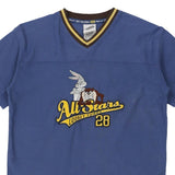 Age 7-8. All Stars Looney Tunes Warner Bros Embroidered T-Shirt - Medium Blue Cotton