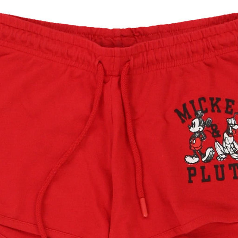 Age 12-14 Mickey Pluto Disney Graphic Sport Shorts - XS Red Cotton Blend