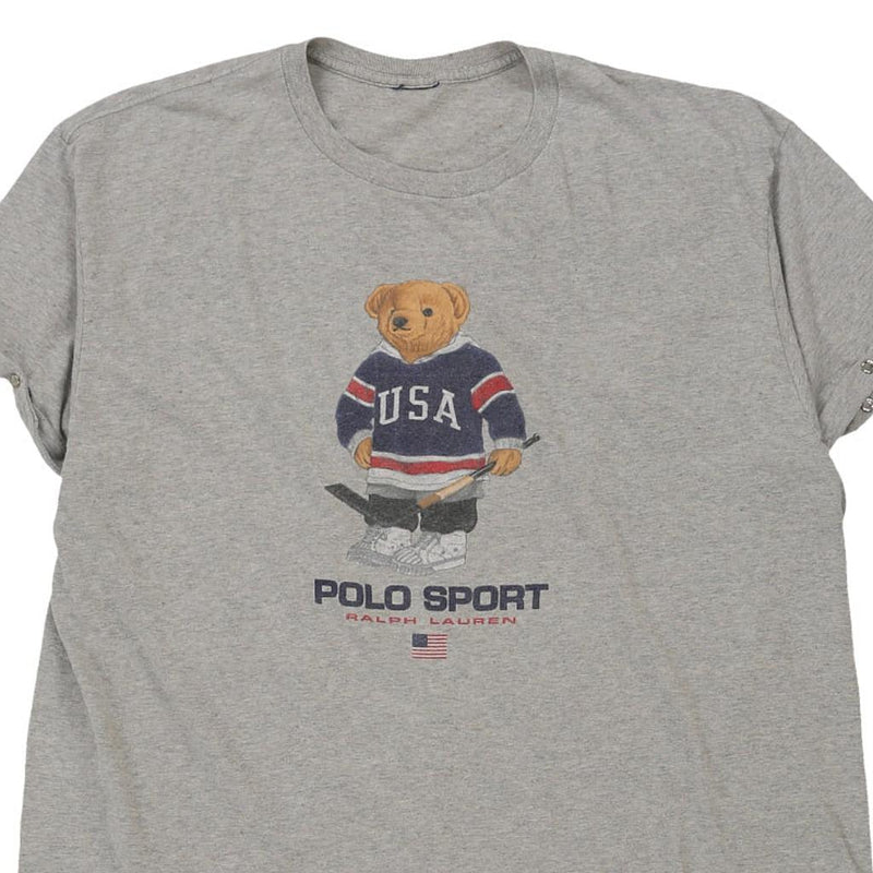 Vintage grey Polo Bear Polo Sport T-Shirt - mens x-large