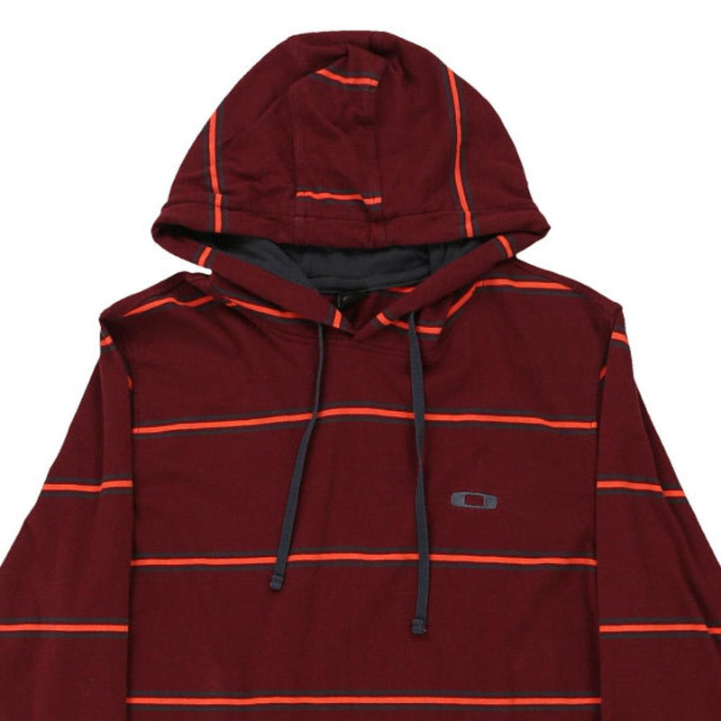 Oakley Striped Hoodie - Medium Burgundy Cotton