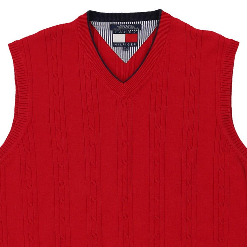 Vintage red Tommy Hilfiger Sweater Vest - mens x-large