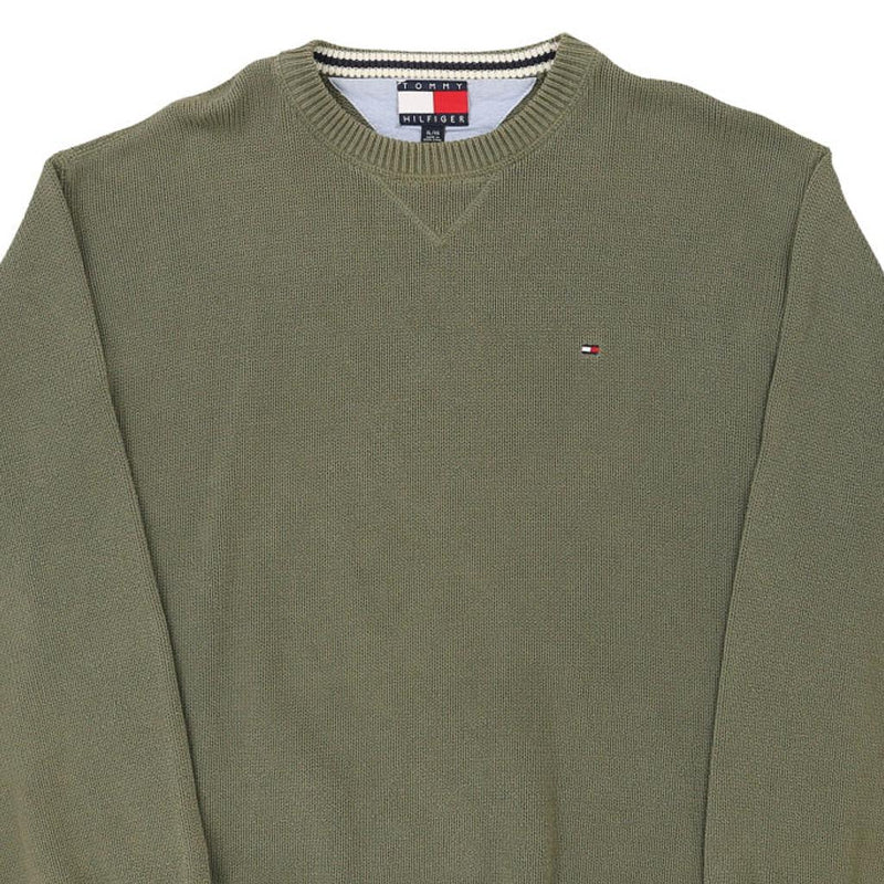 Vintage khaki Tommy Hilfiger Jumper - mens x-large