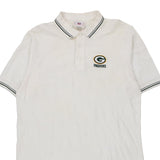 Green Bay Packers Nfl Polo Shirt - Large White Cotton