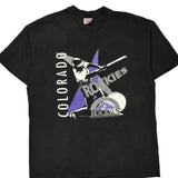 Colorado Rockies Hanes Single Stitch T-Shirt - 2XL Black Cotton