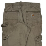 Carhartt Double Knee Cargo Trousers - 33W 34L Khaki Cotton