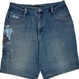 No Boundaries Graphic Denim Shorts - 40W 11L Dark Wash Cotton