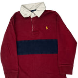 Age 4 Polo By Ralph Lauren Striped Rugby Shirt - 2XS Burgundy Cotton
