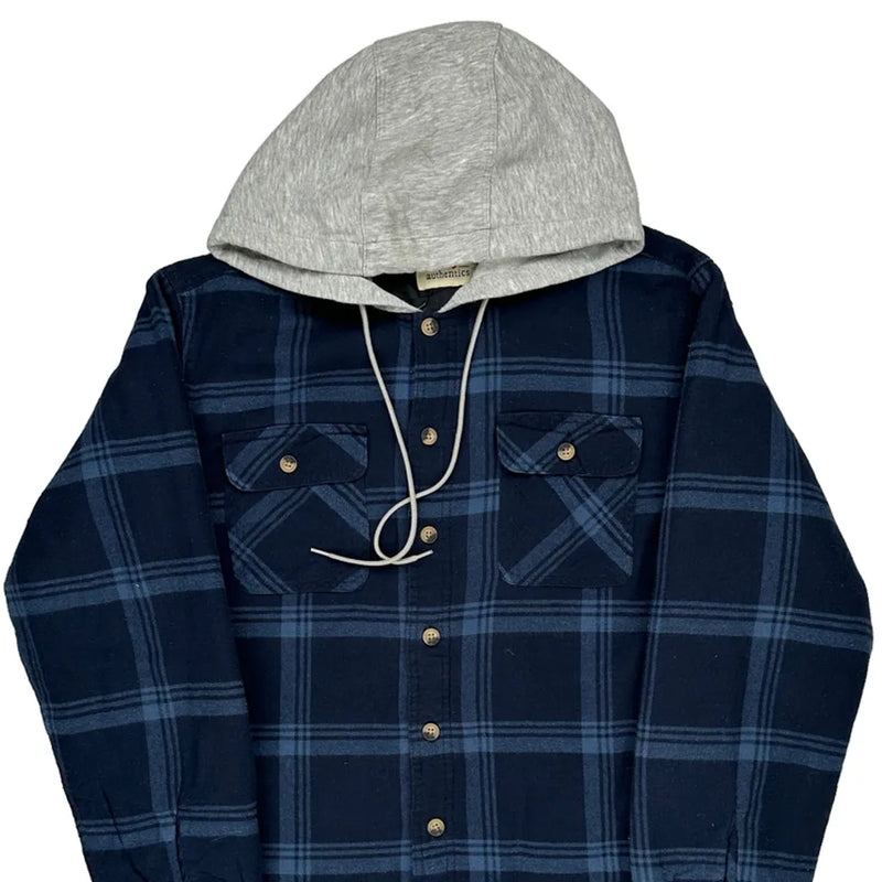 Wrangler Checked Flannel Shirt - Small Blue Cotton