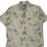 Caribbean Joe Floral Hawaiian Shirt - Large Beige Silk Blend