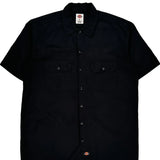 Dickies Short Sleeve Shirt - Large Black Polyester Blend