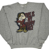 Hanes Cartoon Sweatshirt - Large Grey Cotton Blend