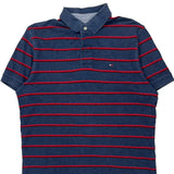 Tommy Hilfiger Striped Polo Shirt - Medium Blue Cotton