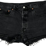 Levis Denim Shorts - 34W UK 14 Black Cotton