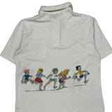Graphic Coca-Cola Cartoon Polo Shirt - Large White Cotton