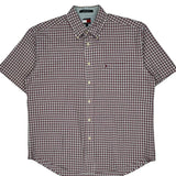 Tommy Hilfiger Checked Short Sleeve Shirt - Large Red Cotton