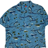 Puritan Graphic Hawaiian Shirt - XL Blue Viscose