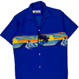 Made In Hawaii Sunset Shoreline Hawaii Graphic Hawaiian Shirt - Medium Blue Polyester