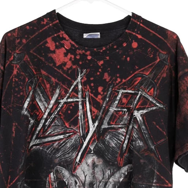 Vintage black Slayer Hanes T-Shirt - mens x-large