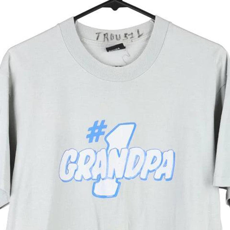 #1 Grandpa Screen Stars T-Shirt - Large Grey Cotton Blend