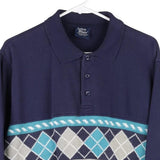 John Blair Collared Sweatshirt - Large Navy Cotton Blend