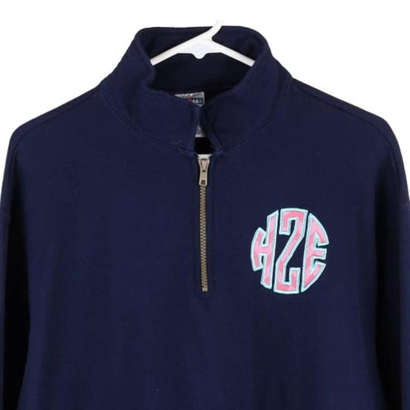 HZE Jerzees 1/4 Zip - Large Navy Cotton Blend