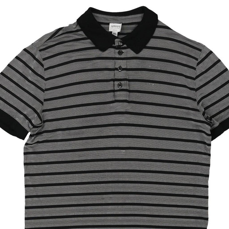 Collezioni Armani Striped Polo Shirt - 2XL Grey Cotton Blend