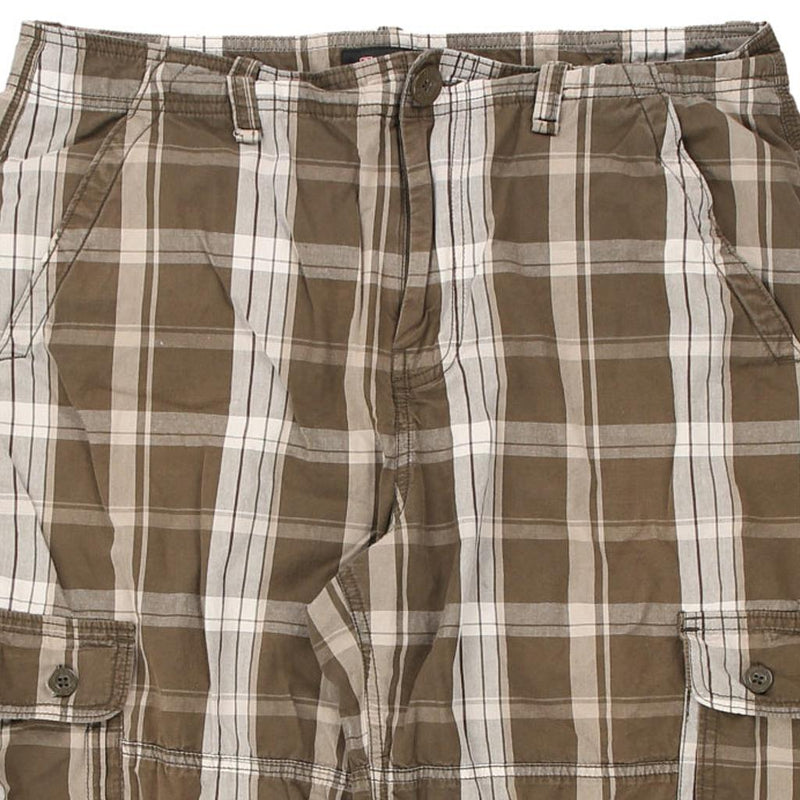 Guess Checked Cargo Shorts - 36W 13L Brown Cotton