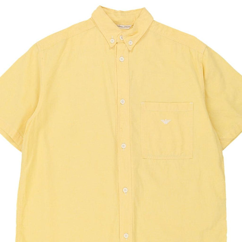 Vintage yellow Giorgio Armani Short Sleeve Shirt - mens large