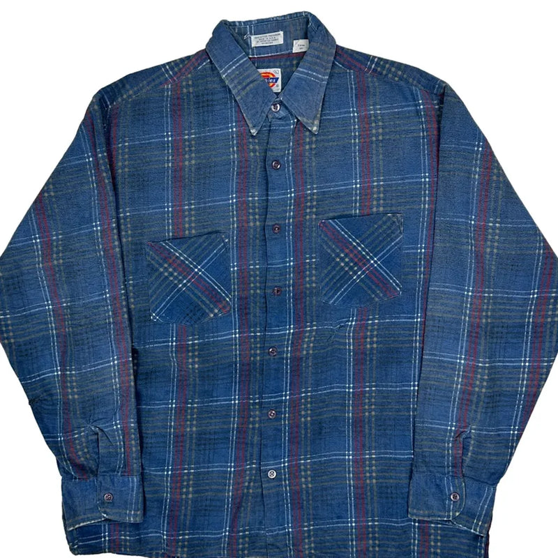 Dickies Checked Flannel Shirt - Large Blue Cotton