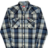 Wrangler Checked Flannel Shirt - Medium Blue Cotton