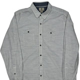 Timberland Striped Shirt - Large Blue Cotton