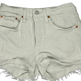 Levis Denim Shorts - 25W UK 6 White Cotton