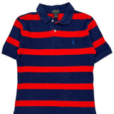 Age 10-12 Polo By Ralph Lauren Striped Polo Shirt - Medium Red Cotton