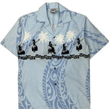 Pacific Legend Apparel Graphic Hawaiian Shirt - Small Blue Cotton