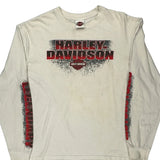 Harley Davidson Graphic Long Sleeve T-Shirt - XL White Cotton