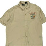 Rhythm & Blues Puritan Graphic Hawaiian Shirt - Large Beige Viscose