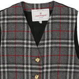 Junior Age 14 Laura Biagiotti Checked Waistcoat - Large Grey Wool Blend