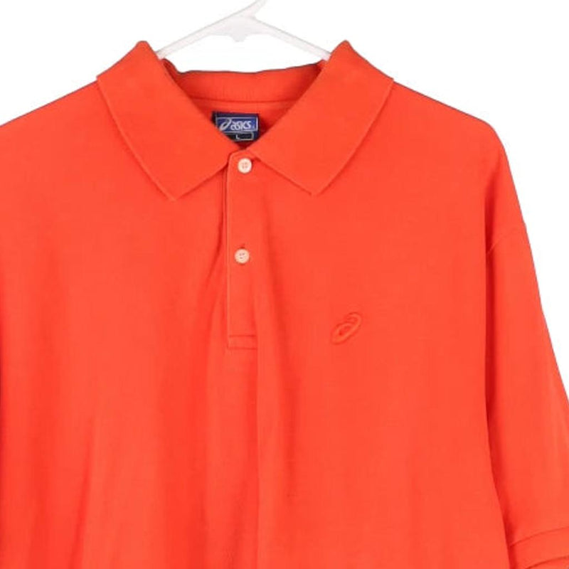 Asics Polo Shirt - Large Orange Cotton Blend