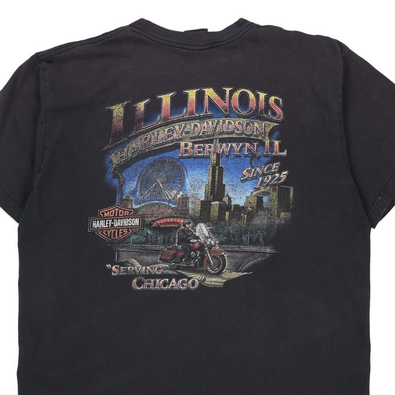 Vintage black Illinois, Chicago Harley Davidson T-Shirt - mens x-large