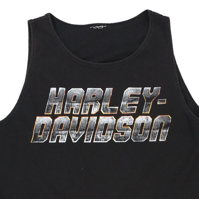 Vintage black North Hampton, NH Harley Davidson Vest - mens x-large